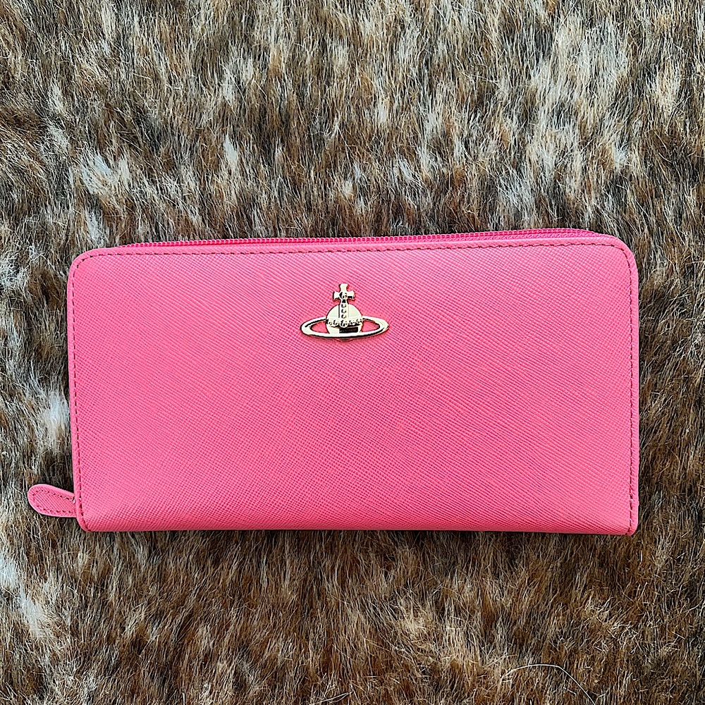Vivienne Westwood 5140 pink zip round wallet New in box